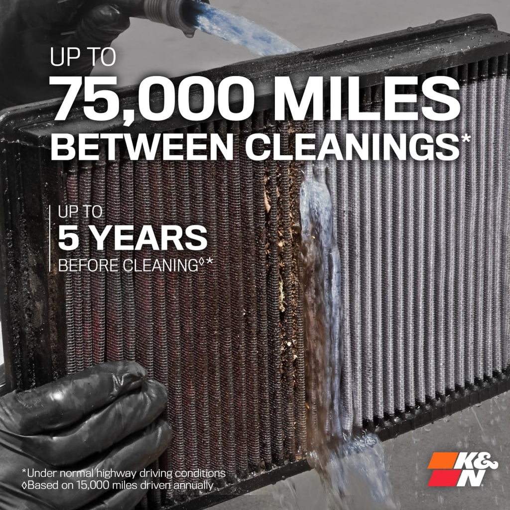 K&N 33-2807 performance air filter, designed to flow up to 50 percent more air than paper