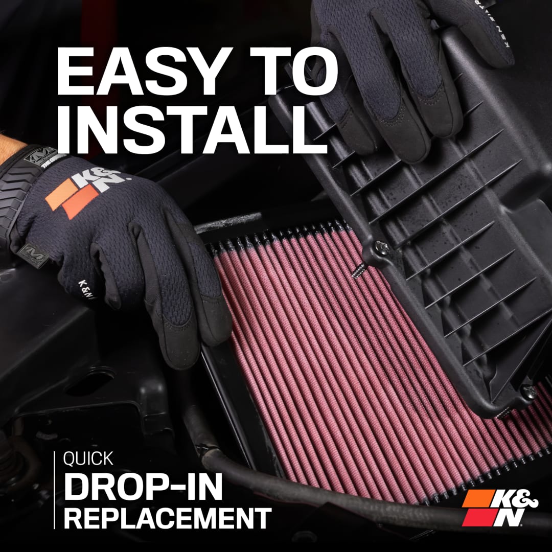 K&N 33-2857 washable and reusable air filter, up to 50,000 miles between cleanings