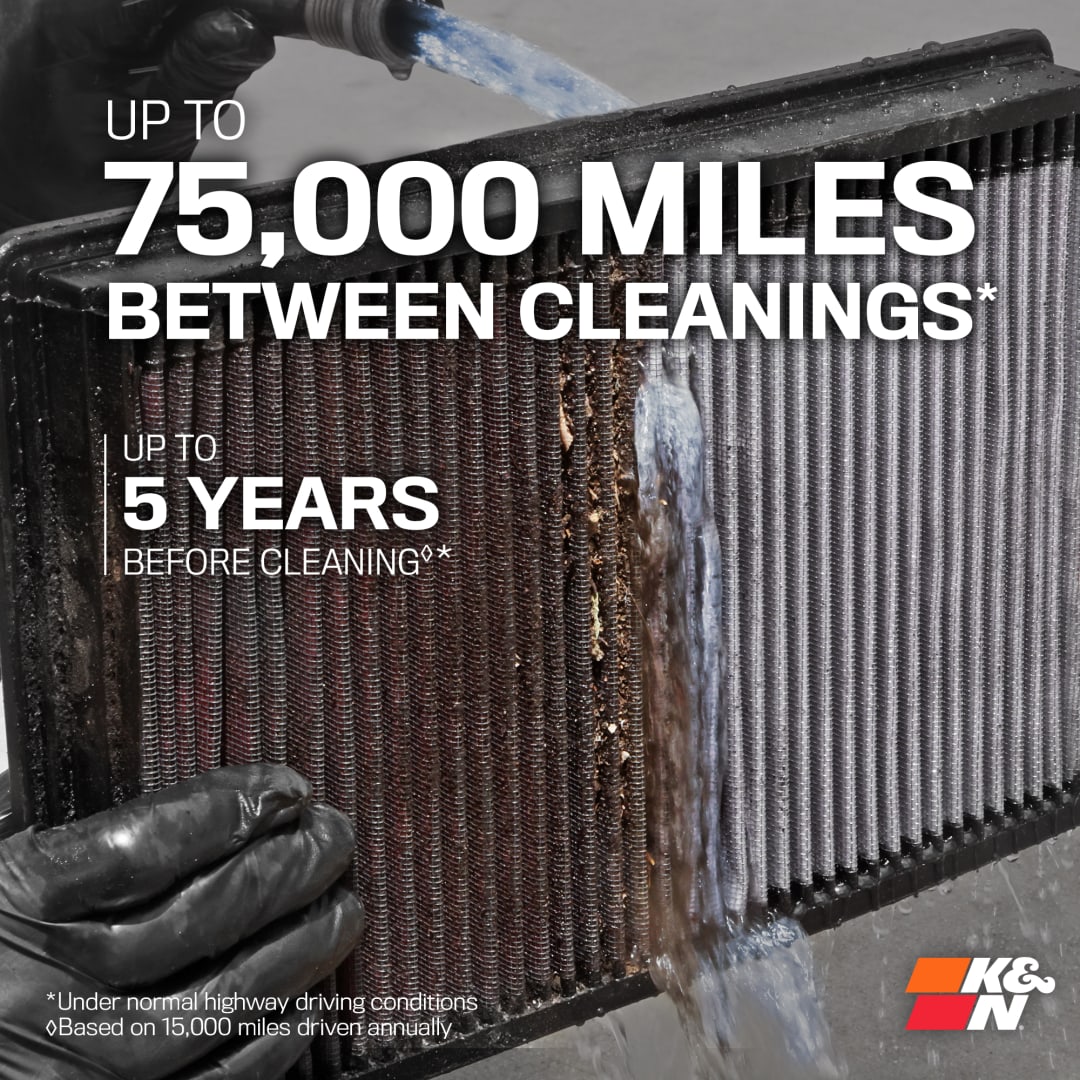 K&N 33-2857 performance air filter, designed to flow up to 50 percent more air than paper