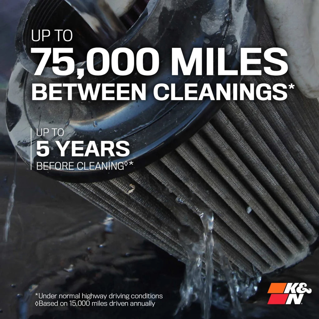 K&N E-0666 washable and reusable air filter, up to 50,000 miles between cleanings