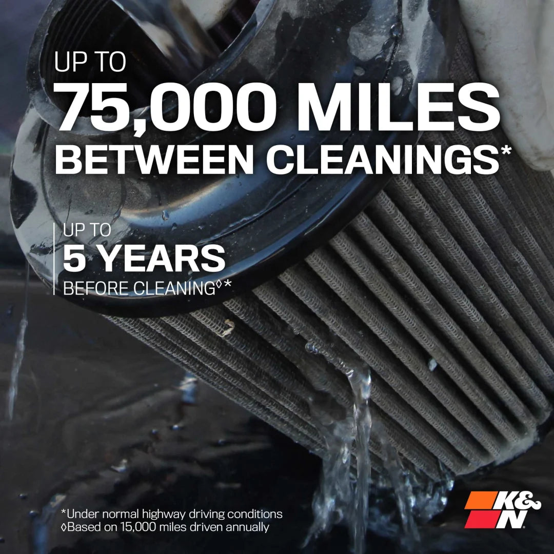 K&N E-0666 washable and reusable air filter, up to 50,000 miles between cleanings