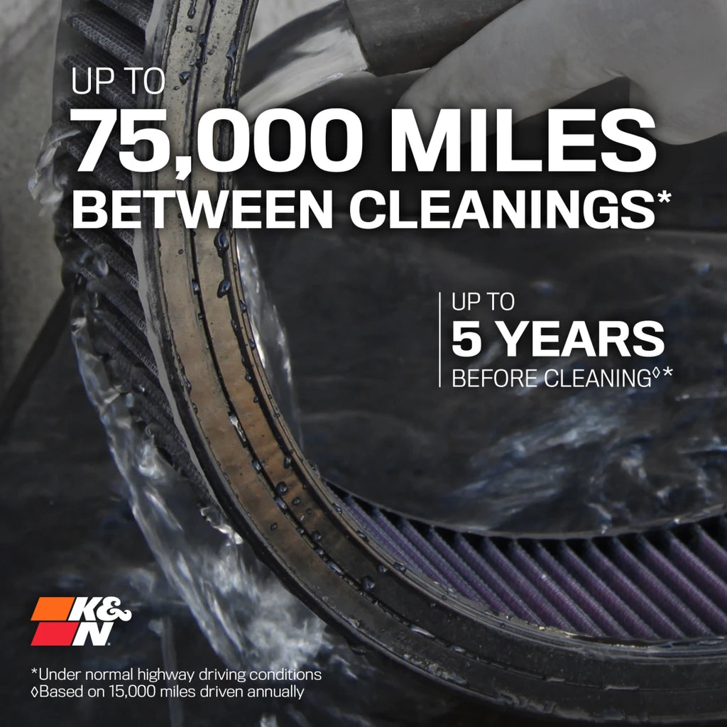 K&N E-2295 washable and reusable air filter, up to 50,000 miles between cleanings