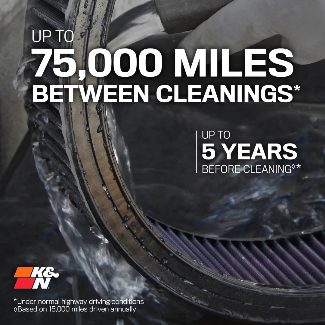 K&N E-2295 washable and reusable air filter, up to 50,000 miles between cleanings