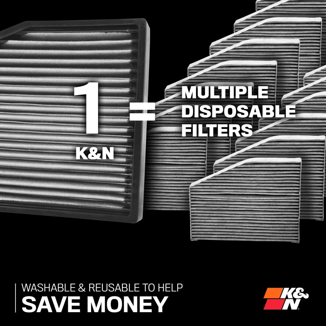 K&N VF3009 cabin air filter engineered to capture contaminants and microscopic particles